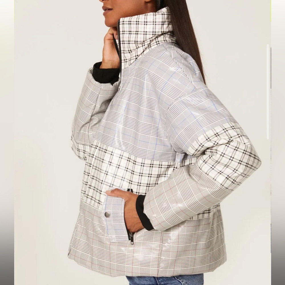 Samantha sipos size medium plaid leather puffer jacket